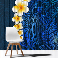 Blue Polynesia Window Curtain Plumeria Tropical Leaves With Galaxy Polynesian Art - Wonder Print Shop