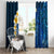 Blue Polynesia Window Curtain Plumeria Tropical Leaves With Galaxy Polynesian Art - Wonder Print Shop
