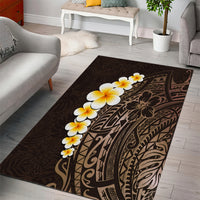 Brown Polynesia Area Rug Plumeria Tropical Leaves With Galaxy Polynesian Art - Wonder Print Shop