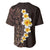 Brown Polynesia Baseball Jersey Plumeria Tropical Leaves With Galaxy Polynesian Art - Wonder Print Shop