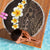 Brown Polynesia Beach Blanket Plumeria Tropical Leaves With Galaxy Polynesian Art - Wonder Print Shop