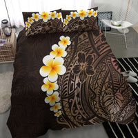 Brown Polynesia Bedding Set Plumeria Tropical Leaves With Galaxy Polynesian Art - Wonder Print Shop