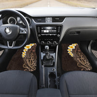 Brown Polynesia Car Mats Plumeria Tropical Leaves With Galaxy Polynesian Art - Wonder Print Shop