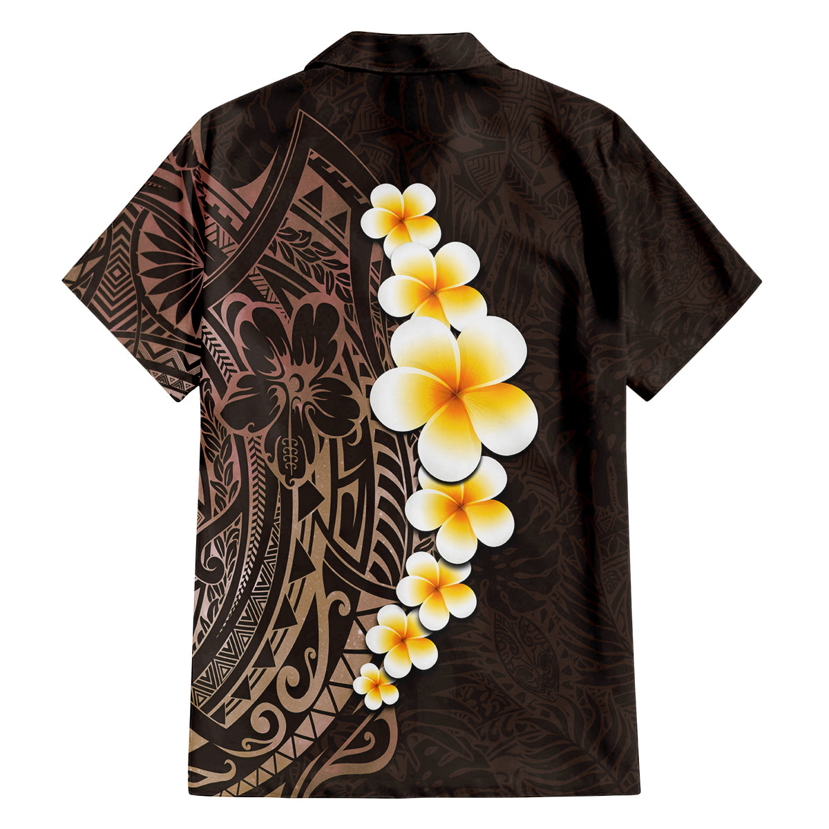 Brown Polynesia Family Matching Long Sleeve Bodycon Dress and Hawaiian Shirt Plumeria Tropical Leaves With Galaxy Polynesian Art - Wonder Print Shop