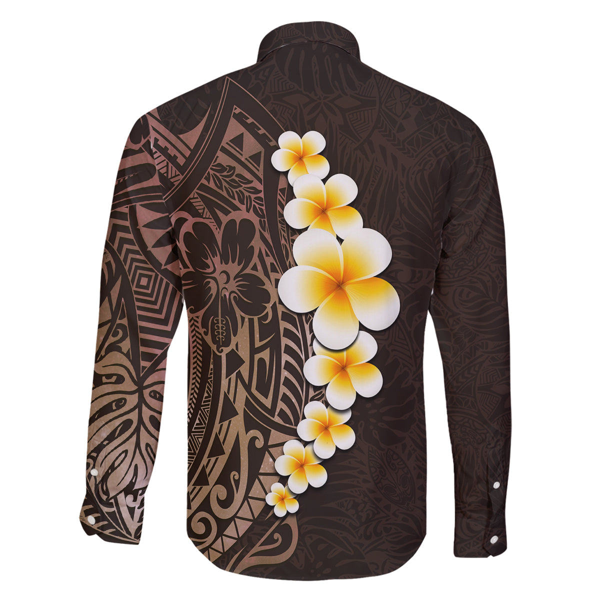Brown Polynesia Family Matching Puletasi Dress and Hawaiian Shirt Plumeria Tropical Leaves With Galaxy Polynesian Art - Wonder Print Shop