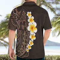 Brown Polynesia Hawaiian Shirt Plumeria Tropical Leaves With Galaxy Polynesian Art - Wonder Print Shop