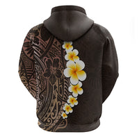 Brown Polynesia Hoodie Plumeria Tropical Leaves With Galaxy Polynesian Art - Wonder Print Shop