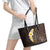 Brown Polynesia Leather Tote Bag Plumeria Tropical Leaves With Galaxy Polynesian Art - Wonder Print Shop