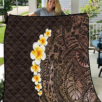 Brown Polynesia Quilt Plumeria Tropical Leaves With Galaxy Polynesian Art - Wonder Print Shop