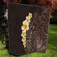 Brown Polynesia Quilt Plumeria Tropical Leaves With Galaxy Polynesian Art - Wonder Print Shop
