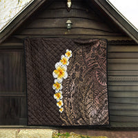 Brown Polynesia Quilt Plumeria Tropical Leaves With Galaxy Polynesian Art - Wonder Print Shop