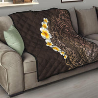 Brown Polynesia Quilt Plumeria Tropical Leaves With Galaxy Polynesian Art - Wonder Print Shop