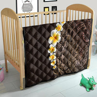 Brown Polynesia Quilt Plumeria Tropical Leaves With Galaxy Polynesian Art - Wonder Print Shop