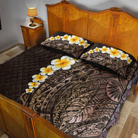 Brown Polynesia Quilt Bed Set Plumeria Tropical Leaves With Galaxy Polynesian Art - Wonder Print Shop