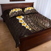Brown Polynesia Quilt Bed Set Plumeria Tropical Leaves With Galaxy Polynesian Art - Wonder Print Shop