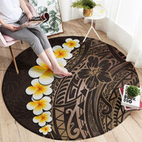 brown-polynesia-round-carpet-plumeria-tropical-leaves-with-galaxy-polynesian-art