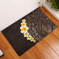 Brown Polynesia Rubber Doormat Plumeria Tropical Leaves With Galaxy Polynesian Art - Wonder Print Shop