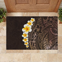 Brown Polynesia Rubber Doormat Plumeria Tropical Leaves With Galaxy Polynesian Art - Wonder Print Shop