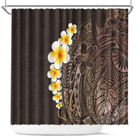 brown-polynesia-shower-curtain-plumeria-tropical-leaves-with-galaxy-polynesian-art