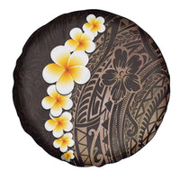 Brown Polynesia Spare Tire Cover Plumeria Tropical Leaves With Galaxy Polynesian Art - Wonder Print Shop