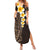 Brown Polynesia Summer Maxi Dress Plumeria Tropical Leaves With Galaxy Polynesian Art - Wonder Print Shop