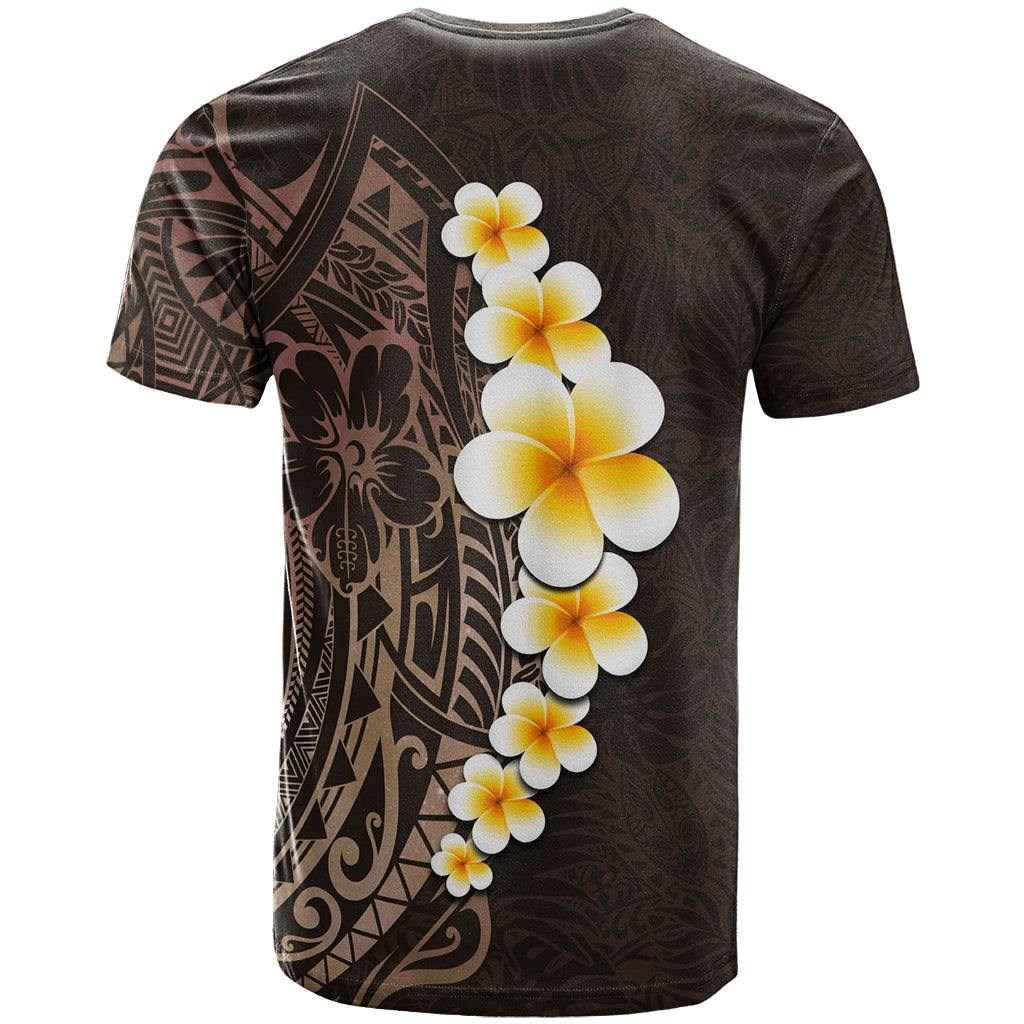 Brown Polynesia T Shirt Plumeria Tropical Leaves With Galaxy Polynesian Art - Wonder Print Shop