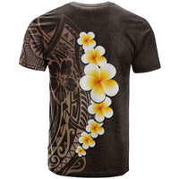 Brown Polynesia T Shirt Plumeria Tropical Leaves With Galaxy Polynesian Art - Wonder Print Shop
