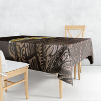Brown Polynesia Tablecloth Plumeria Tropical Leaves With Galaxy Polynesian Art - Wonder Print Shop