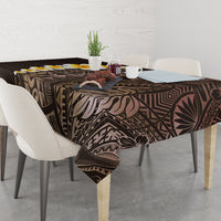 Brown Polynesia Tablecloth Plumeria Tropical Leaves With Galaxy Polynesian Art - Wonder Print Shop