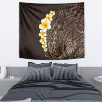 Brown Polynesia Tapestry Plumeria Tropical Leaves With Galaxy Polynesian Art - Wonder Print Shop