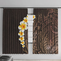 Brown Polynesia Window Curtain Plumeria Tropical Leaves With Galaxy Polynesian Art - Wonder Print Shop
