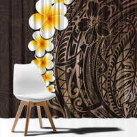 Brown Polynesia Window Curtain Plumeria Tropical Leaves With Galaxy Polynesian Art - Wonder Print Shop