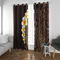 Brown Polynesia Window Curtain Plumeria Tropical Leaves With Galaxy Polynesian Art - Wonder Print Shop