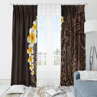 Brown Polynesia Window Curtain Plumeria Tropical Leaves With Galaxy Polynesian Art - Wonder Print Shop