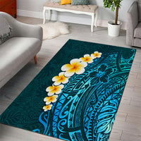 Turquosie Polynesia Area Rug Plumeria Tropical Leaves With Galaxy Polynesian Art - Wonder Print Shop