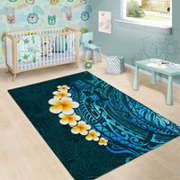 Turquosie Polynesia Area Rug Plumeria Tropical Leaves With Galaxy Polynesian Art - Wonder Print Shop