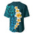 Turquosie Polynesia Baseball Jersey Plumeria Tropical Leaves With Galaxy Polynesian Art - Wonder Print Shop