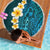 Turquosie Polynesia Beach Blanket Plumeria Tropical Leaves With Galaxy Polynesian Art - Wonder Print Shop