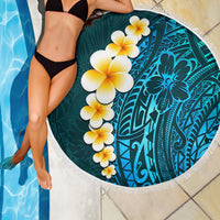 Turquosie Polynesia Beach Blanket Plumeria Tropical Leaves With Galaxy Polynesian Art - Wonder Print Shop