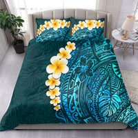 Turquosie Polynesia Bedding Set Plumeria Tropical Leaves With Galaxy Polynesian Art - Wonder Print Shop