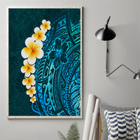 Turquosie Polynesia Canvas Wall Art Plumeria Tropical Leaves With Galaxy Polynesian Art - Wonder Print Shop