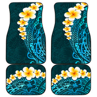 Turquosie Polynesia Car Mats Plumeria Tropical Leaves With Galaxy Polynesian Art - Wonder Print Shop
