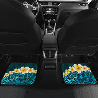 Turquosie Polynesia Car Mats Plumeria Tropical Leaves With Galaxy Polynesian Art - Wonder Print Shop