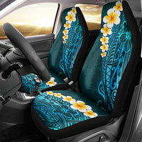 Turquosie Polynesia Car Seat Cover Plumeria Tropical Leaves With Galaxy Polynesian Art - Wonder Print Shop