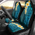 Turquosie Polynesia Car Seat Cover Plumeria Tropical Leaves With Galaxy Polynesian Art - Wonder Print Shop