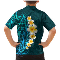 Turquosie Polynesia Family Matching Mermaid Dress and Hawaiian Shirt Plumeria Tropical Leaves With Galaxy Polynesian Art - Wonder Print Shop