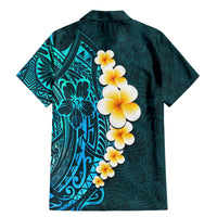 Turquosie Polynesia Family Matching Mermaid Dress and Hawaiian Shirt Plumeria Tropical Leaves With Galaxy Polynesian Art - Wonder Print Shop