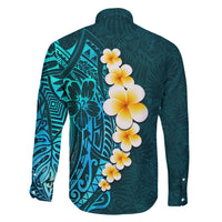 Turquosie Polynesia Family Matching Off Shoulder Short Dress and Hawaiian Shirt Plumeria Tropical Leaves With Galaxy Polynesian Art - Wonder Print Shop