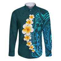 Turquosie Polynesia Family Matching Short Sleeve Bodycon Dress and Hawaiian Shirt Plumeria Tropical Leaves With Galaxy Polynesian Art - Wonder Print Shop