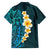 Turquosie Polynesia Family Matching Summer Maxi Dress and Hawaiian Shirt Plumeria Tropical Leaves With Galaxy Polynesian Art - Wonder Print Shop